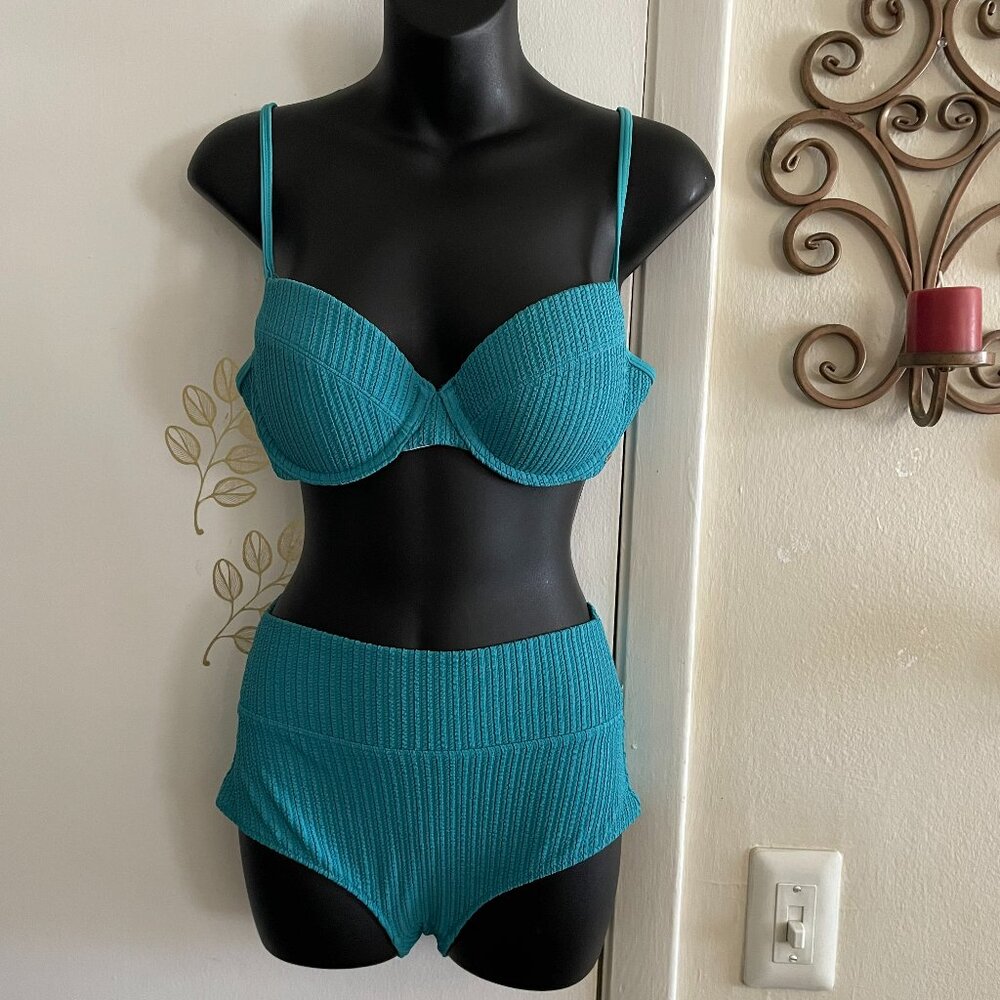 VS Pink 2 -piece Turquoise High Waist Bathing Suit